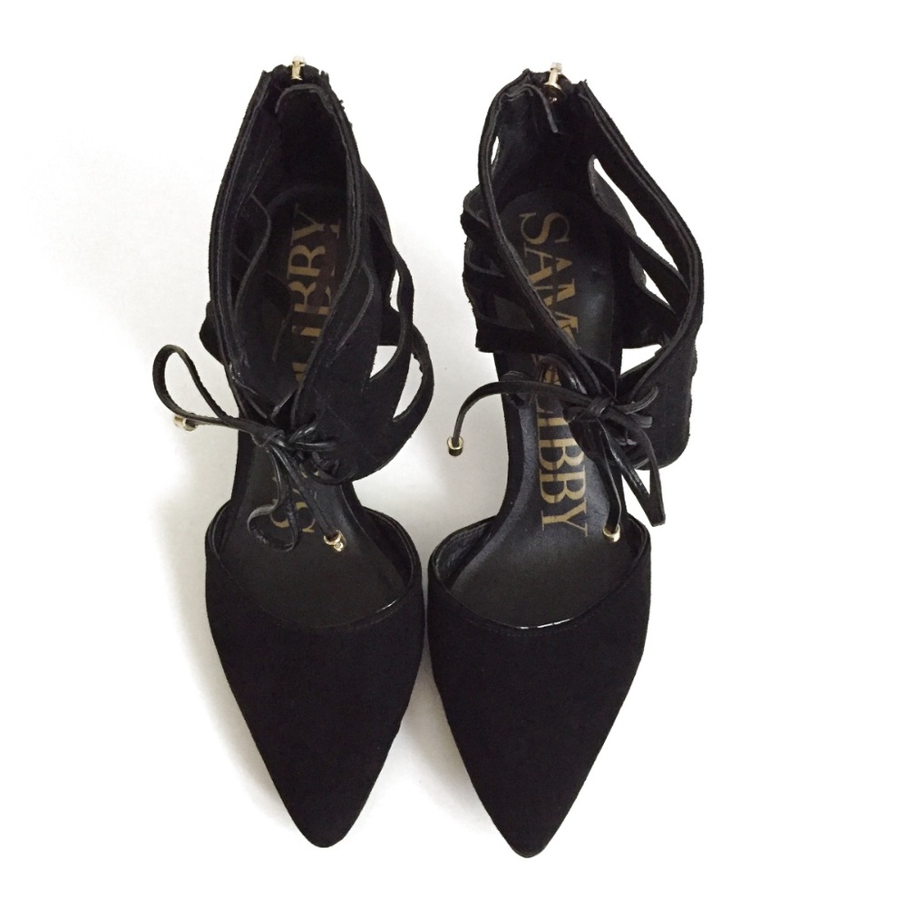 Black Sam & Libby Leather Gladiator Heel Shoe 7 - Picture 5 of 6